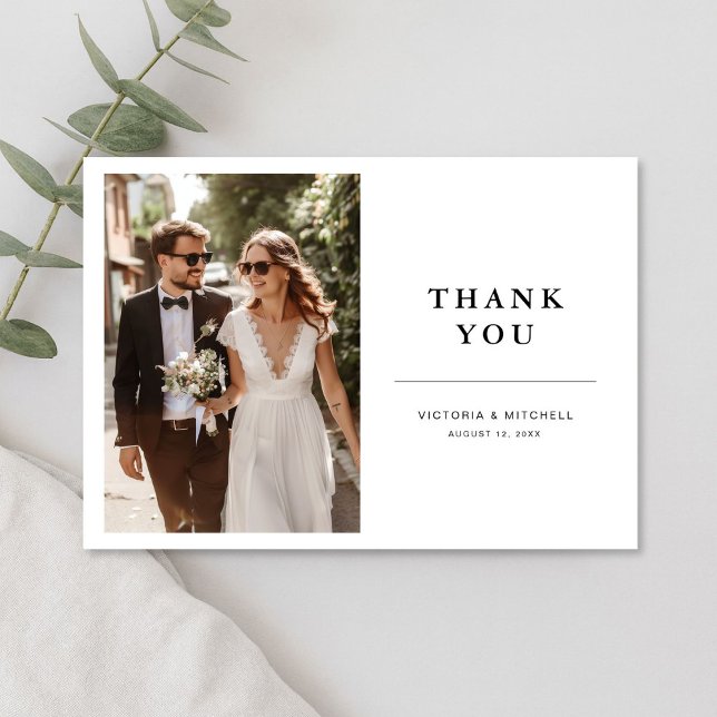Carte De Remerciements Simple Modern Photo Wedding  (Créateur téléchargé)