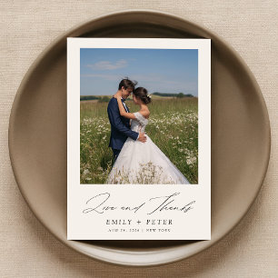 Carte De Remerciements Simple Modern Script 2 Mariage photo