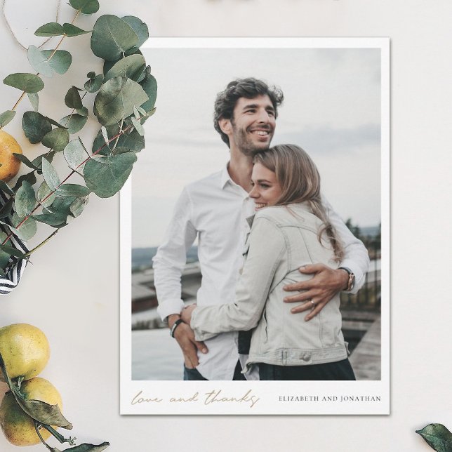 Carte De Remerciements Simple Modern Script Photo Love and Thanks Mariage (Créateur téléchargé)