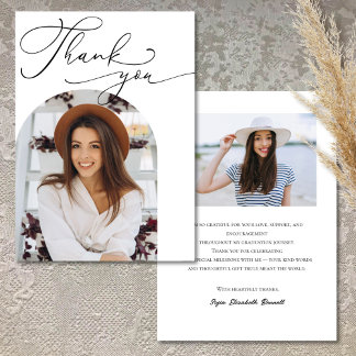 Carte De Remerciements Simple moderne Arc blanc photo graduation