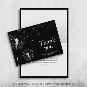 Carte De Remerciements Simple moderne Dandelion Fumée Noir