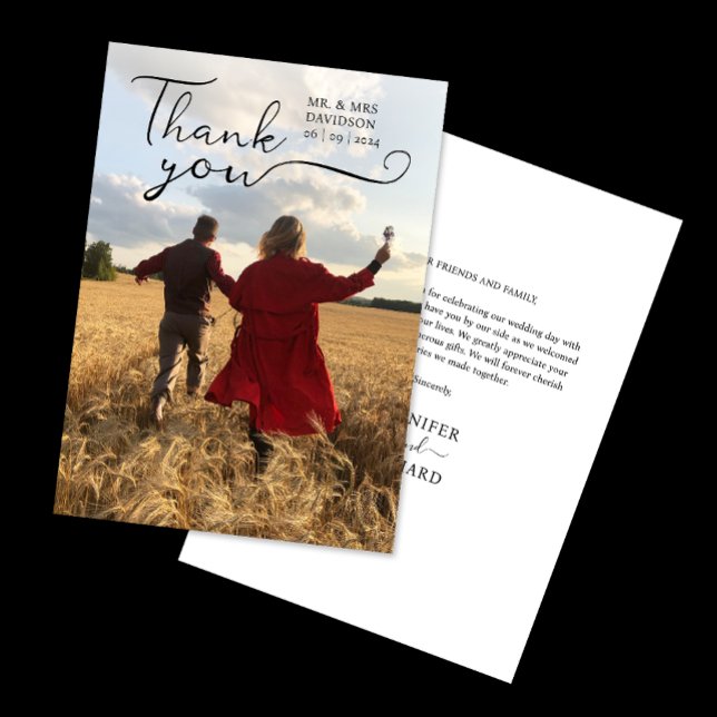 Carte De Remerciements Simple Moderne Élégante Calligraphie Gratitude Pho (Créateur téléchargé)