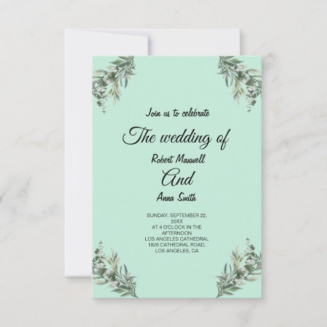 Carte De Remerciements Simple Moderne Emeraude Belle verdure La Mariage (Devant)