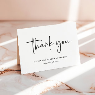 Carte De Remerciements Simple Moderne et Minimaliste Mariage