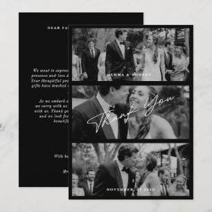 Carte De Remerciements Simple Moderne Minimaliste 3 Photo Mariage