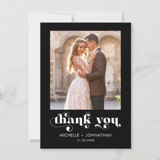 Carte De Remerciements Simple Moderne Minimaliste Photo Mariage