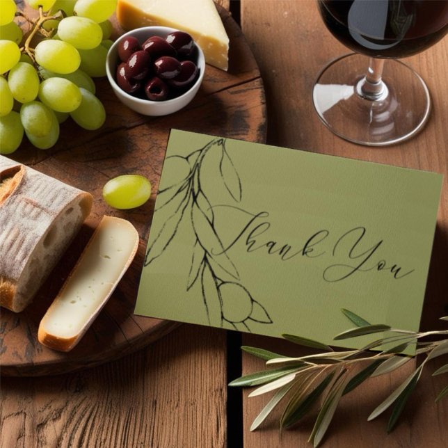 Carte De Remerciements Simple Moderne Olive Green Olive (Créateur téléchargé)