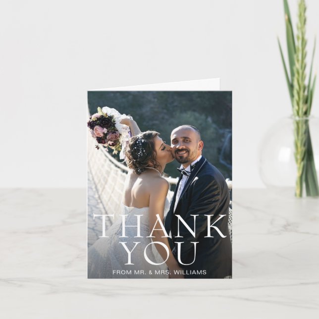 Carte De Remerciements Simple Moderne Photo de Mariage (Devant)