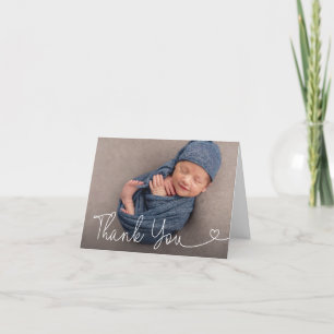 Carte De Remerciements Simple moderne Photo personnalisée Baby boy douche