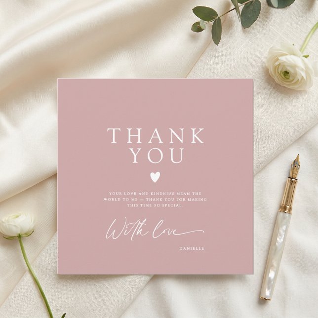 Carte De Remerciements Simple Moderne Rose Pâle (Créateur téléchargé)