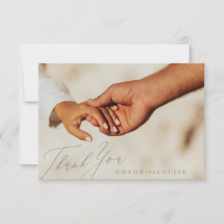 Carte De Remerciements Simple moderne Sage Green Calligraphie Mariage Pho