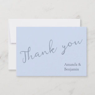 Carte De Remerciements Simple Monogramme minimaliste Mariage bleu eau