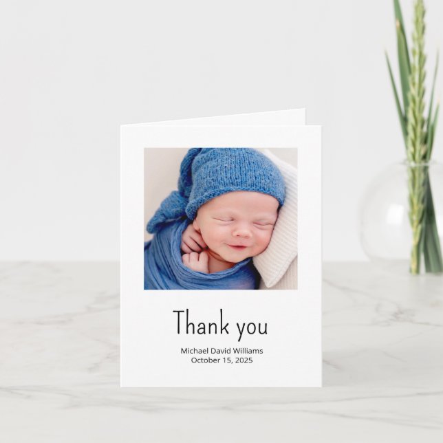 Carte De Remerciements Simple Nautical Sailboat Baby Boy Photo Shower (Devant)