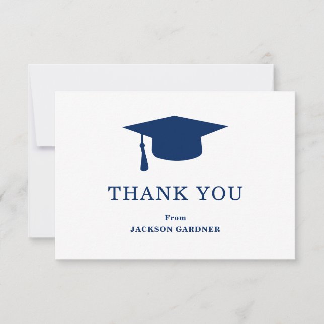Carte De Remerciements Simple Navy Blue Mortar Board Modernisation gradua (Devant)