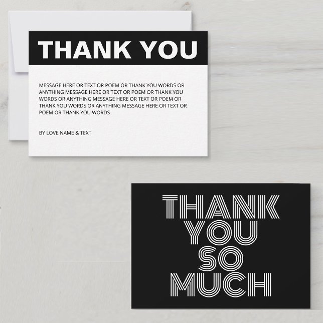 Carte De Remerciements Simple noir et blanc (Minimalist Thank You Card
Simple Thank You Card
Black and White Thank You Card
Professional Thanks)