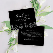 Simple Noir moderne Floral Outline Mariage plat