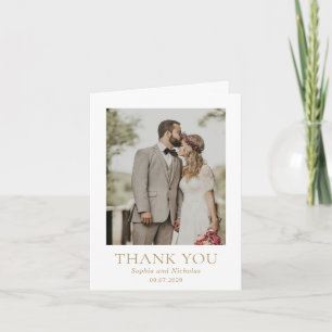 Carte De Remerciements Simple Or Moderne Photo De Mariage