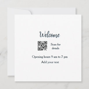 Carte De Remerciements Simple ouverture de bienvenue code-barres QR ajout