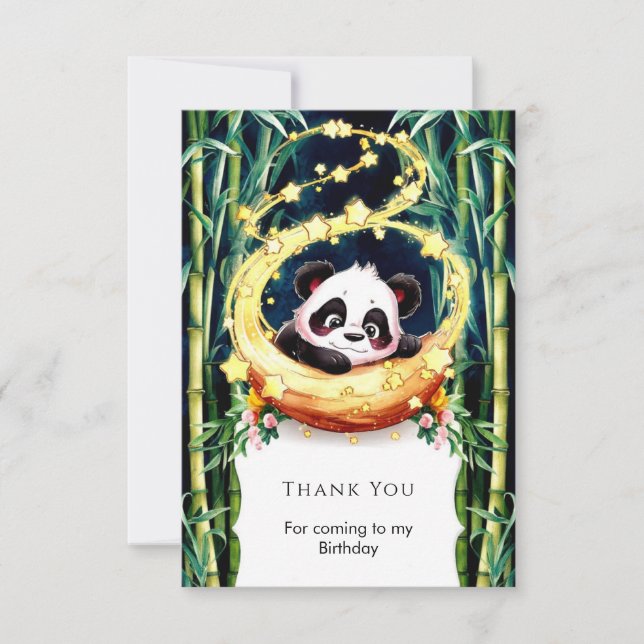 Carte De Remerciements Simple Panda Magique à l'aquarelle pour un Anniver (Devant)