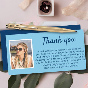 Carte De Remerciements Simple Photo Anniversaire Bleu 