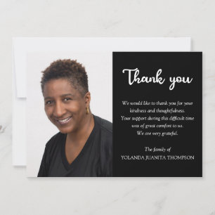 Carte De Remerciements Simple Photo Bereavement Funeral Sympathy Memorial