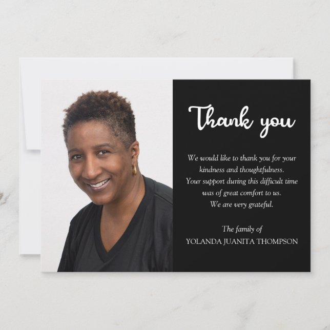 Carte De Remerciements Simple Photo Bereavement Funeral Sympathy Memorial (Devant)