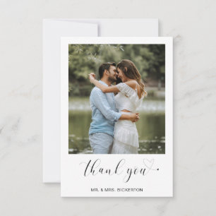 Carte De Remerciements Simple Photo cœur minimaliste écriture mariage