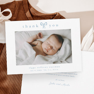 Carte De Remerciements Simple Photo de bébé avec un nœud Stats