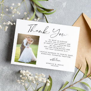 Carte De Remerciements Simple photo de calligraphie élégante de mariage