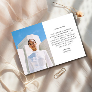 Carte De Remerciements Simple Photo de Fête de Mariage Minimaliste