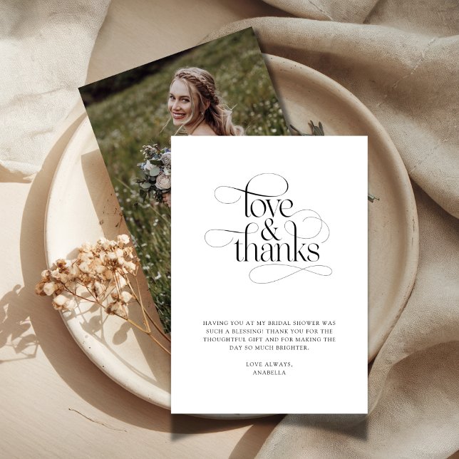 Carte De Remerciements Simple photo de mariage bohème (Créateur téléchargé)