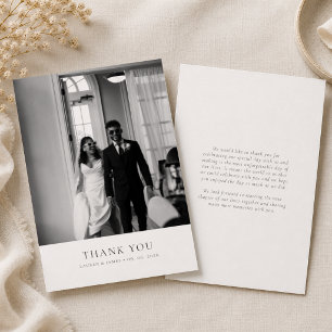 Carte De Remerciements Simple Photo de Mariage Classique