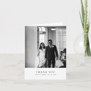 Carte De Remerciements Simple Photo de mariage classique plié