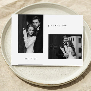 Carte De Remerciements Simple Photo de Mariage Minimaliste