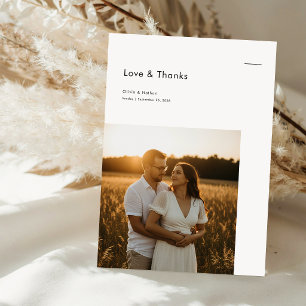 Carte De Remerciements Simple Photo de Mariage Moderne
