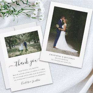 Carte De Remerciements Simple Photo de Mariage Moderne
