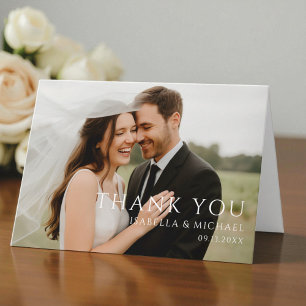 Carte De Remerciements Simple Photo de Mariage Moderne Minimaliste