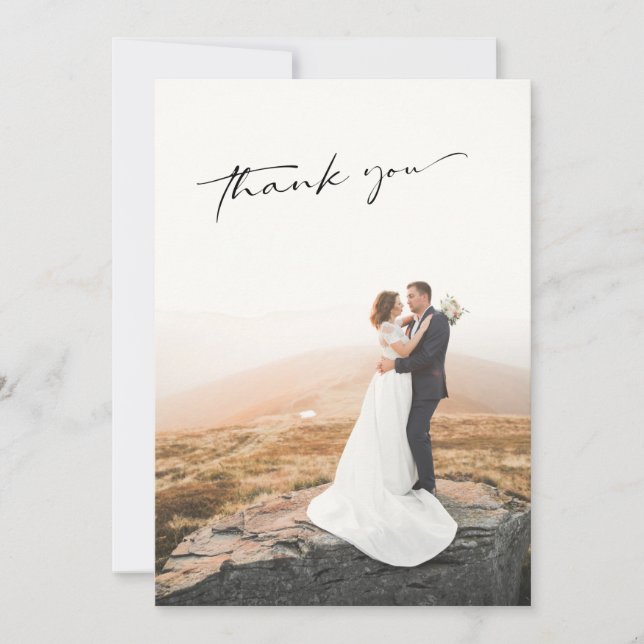 Carte De Remerciements Simple Photo Mariage (Devant)