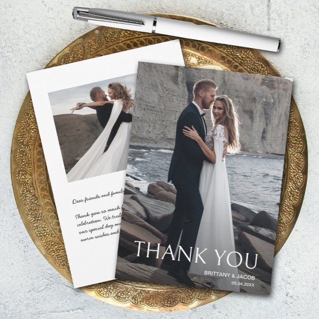 Carte De Remerciements Simple Photo Mariage (Créateur téléchargé)