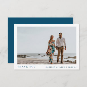 Carte De Remerciements Simple photo Mariage bleu marine