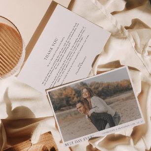 Carte De Remerciements Simple photo Meilleur jour jamais Mariage