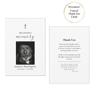 Carte De Remerciements Simple photo Memorial Roman Catholic Funeral