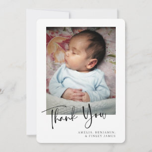 Carte De Remerciements Simple Photo Minimaliste de Nouveau-Né Bébé