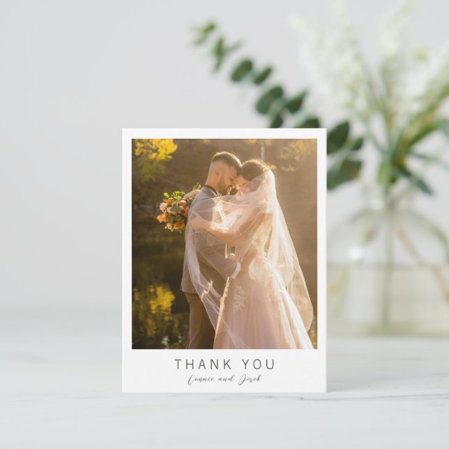 Carte De Remerciements Simple Photo Modern Wedding (Debout devant)