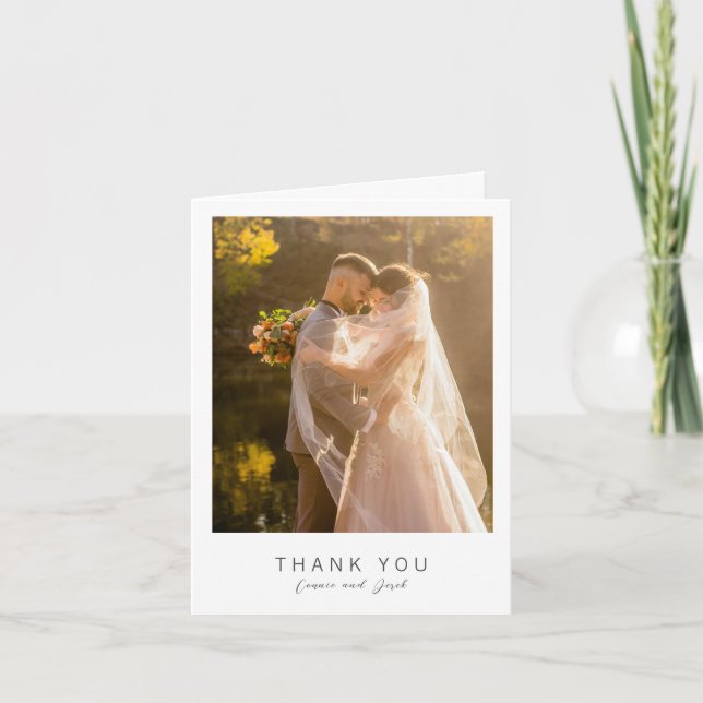 Carte De Remerciements Simple Photo Modern Wedding (Devant)