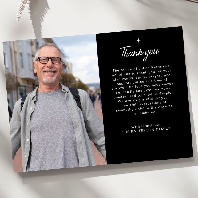 Carte De Remerciements Simple photo personnalisée Message funéraire (Créateur téléchargé)