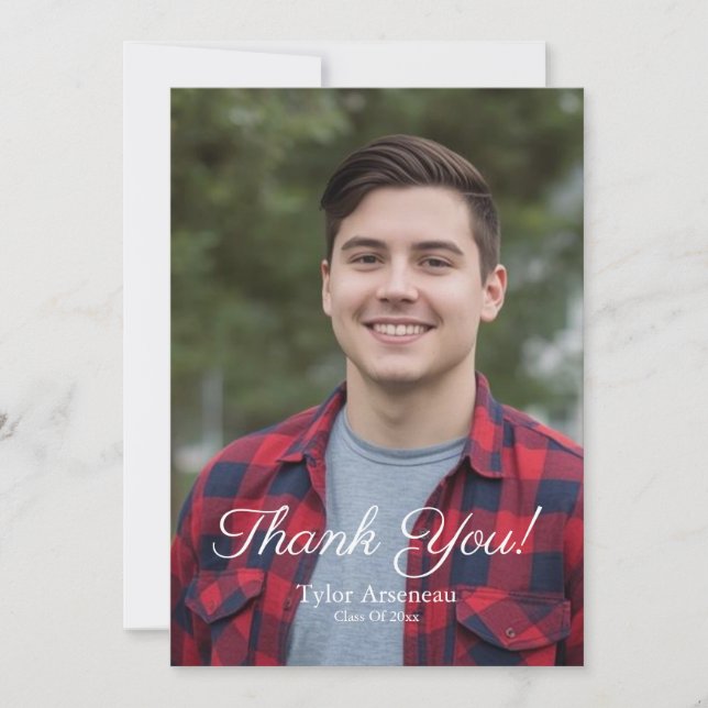 Carte De Remerciements Simple Photo Thank you Graduation Personalize (Devant)