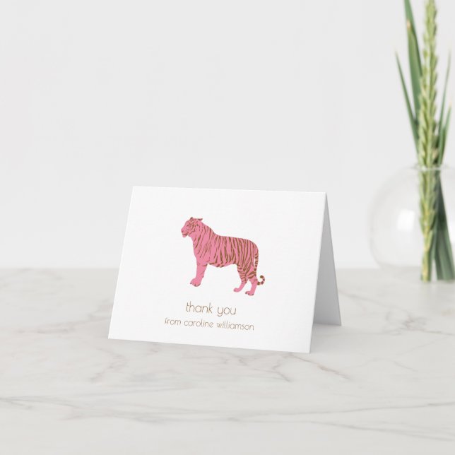 Carte De Remerciements Simple Pink Tiger Art Personalized Stationery (Devant)