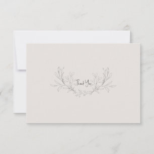 Carte De Remerciements Simple Remerciement de Mariage Élégant Feuillage B