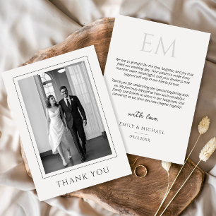 Carte De Remerciements Simple Remerciement de Mariage Moderne avec Photo